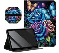 Slim Case for Samsung Galaxy Tab S6 Lite 10.4 inch 2022/2020 Model + 1 Screen Clean Pad, Folding Stand PU Leather Case Soft TPU Inner with Auto Wake/Sleep, Sugar Blue Rose