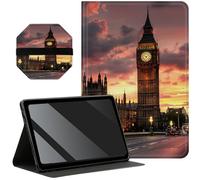 Slim Case for Samsung Galaxy Tab S6 Lite 10.4 inch 2024/2022/2020 Model + 1 Screen Clean Pad, Folding Stand PU Leather Case Soft TPU Inner with Auto Wake/Sleep, London Street