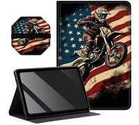 Slim Case for Samsung Galaxy Tab S9 FE 5G 10.9 inch/Tab S9 11 inch with S Pen Holder, Multi-Angle Viewing with Auto Wake/Sleep + 1 Screen Clean Pad, Flag Motorbike