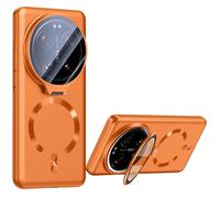 Slim Case for Xiaomi 17 Ultra, Camera Protection Flip Stand Case Magnetic Cool Wireless Charging Shell,Orange