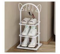 Slim Cat Ear Metal Shoe Rack 3-Tier Vertical nizer for Entryway Outdoor White Space-Saving Design Freestanding Shoe Storage Solution