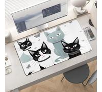Slim Cats Desk Mat for Keyboard and Mouse 24x12 Inch Gaming Mouse Pad Protector Non-Slip Rubber Base Portable Deskpad for Office/Gaming/Remote Work Desktop Accessories Decor