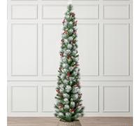 Slim Christmas Tree Artificial Pencil Snow Cone Berry Decoration 5ft 6ft 7ft Christow Multi 7ft