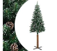 Slim Christmas Tree with Real Wood, Snow Green, 150 cm, Artificial Christmas Tree with 291 Needles, 33 Cones, Sturdy Design for Indoor and Protected Outdoor Use