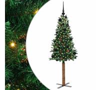 Slim Christmas Tree with Stand Green PVC and Solid Pine wood Festive vidaXL