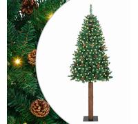 Slim Christmas Tree with Stand Green PVC and Solid Pine wood Festive vidaXL