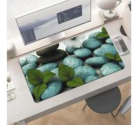Slim Cobblestone Zen Flowers Desk Mat for Keyboard and Mouse 24x12 Inch Gaming Mouse Pad Protector Non-Slip Rubber Base Portable Deskpad for Office/Gaming/Remote Work Desktop Accessories Decor