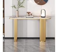Slim Console Table for Entryway - Gold Accent Table with Storage Shelves, Narrow Behind Sofa Table, Hallway Furniture with Wider Top, Stylish Hallway Tables