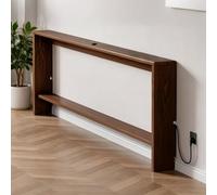Slim Console Table for Hallway 2-Tier Narrow Sofa Shelf Unit Wooden Storage Shelf for Living Room Accent Table Behind Couch Black Walnut Finish 150x15x69.5cm