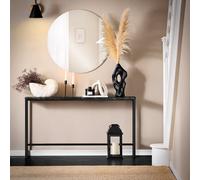 Slim Console Table With Adjustable Feet Display Table With Metal Frame And Marble Effect,black Worktop High 65Cm,sobuy Fsb19-Sch