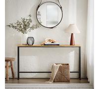 Slim Console Table With Adjustable Feet Display Table With Metal Frame And Marble Effect,brown Worktop High 65Cm,sobuy Fsb19-E