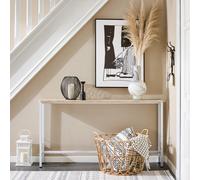 Slim Console Table With Adjustable Feet Display Table With Metal Frame And Marble Effect,high 65Cm,sobuy Fsb19-Z