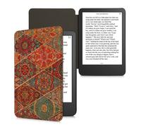 kwmobile Cork Case Compatible with Amazon Kindle (2022/2024) - Book Style Protective e-Reader Flip Cover Folio Case - Fractions Dark Pink/Red/Blue