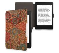 kwmobile Cork Case Compatible with Amazon Kindle Paperwhite - Book Style Protective e-Reader Flip Cover Folio Case - Fractions Dark Pink/Red/Blue