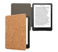 kwmobile Cork Case Compatible with Amazon Kindle Paperwhite (2024)/Colorsoft - Book Style Protective e-Reader Flip Cover Folio Case - Light Brown