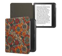 kwmobile Cork Case Compatible with Kobo Libra Colour - Book Style Protective e-Reader Flip Cover Folio Case - Summer Flowers Orange/Green/Red