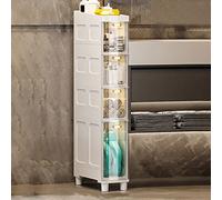 Slim Corner Floor Cabinet with Wheels - Tall & Narrow 3/4/5 Tier Multi-Functional Plastic Storage Drawer Units for Bathroom nization and Space Saving Solutions