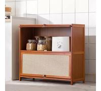 Slim Corner Kitchen Shelf Folding Wooden Worktop Rack Breathable & Lightproof Cover Ideal for Spices Pans & Pots (60x33x73cm) - Space-Saving