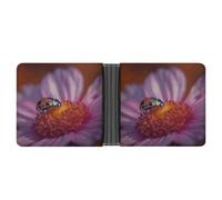 Slim Credit Card Holder Personalized Leather Illustration in The Dark Money Clip Gifts Wallet For Men Women, Pink Flowers, One Size, Modern