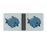 Slim Credit Card Holder Personalized Leather Illustration in The Dark Money Clip Gifts Wallet For Men Women, Lovely Fat Whale, One Size, Modern