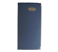 Slim Diary 2026 Week to View Metal Corner PVC Leather Effect Personal Planner - Blue