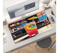 Slim Drink Bar Desk Mat for Keyboard and Mouse 24x12 Inch Gaming Mouse Pad Protector Non-Slip Rubber Base Portable Deskpad for Office/Gaming/Remote Work Desktop Accessories Decor
