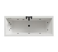 Slim Edge 12 Jet Matt Black Flat Jet Double Ended Whirlpool Bath | White | Acrylic | 1700mm x 700mm