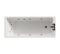 Slim Edge 12 Jet Matt Black Flat Jet Single Ended Whirlpool Bath | White | Acrylic | 1700mm x 700mm