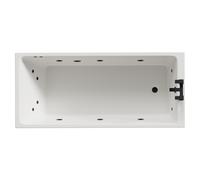 Slim Edge 12 Jet Matt Black Flat Jet Single Ended Whirlpool Bath | White | Acrylic | 1800mm x 800mm