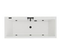 Slim Edge 6 Jet Matt Black V-Tec Double Ended Whirlpool Bath | White | Acrylic | 1700mm x 700mm