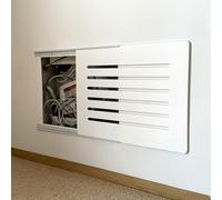 Slim Electrical Fuse Box Cover Cabinet with Self Adhesive Rail Decorative Sliding Panel for Home & Bedroom Extra Thin Electric Meter Box Cover (White 40 x 30cm 15.7 x 11.8")
