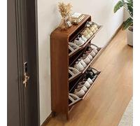 Slim Entryway Shoe Cabinet Tall Rattan Storage Narrow 3-Drawer Shoes Stand Independent Shoe Rack with Hidden Compartment for Hallway Entryway Storage.