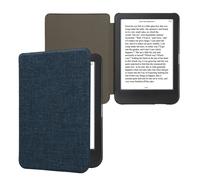 kwmobile Case Compatible with Kobo Clara BW/Colour - Book Style Fabric e-Reader Cover Flip Folio Case - Blue