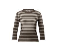 Slim Fit 3/4 Sleeve Round Neck Cut Slim T-shirt Bitter Chocolate Stripe Women s.Oliver Marron 36