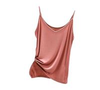 Slim Fit Basic Shirt for Women Trendy Spaghetti Strap Sleeveless V Neck Summer Innerwear Slimming And Shaping Basic Thin Casual Top For Women for Indoor Outdoor Workout Xmas Gifts (Pink, M)