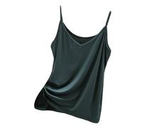 Slim Fit Basic Shirt for Women Trendy Spaghetti Strap Sleeveless V Neck Summer Innerwear Slimming And Shaping Basic Thin Casual Top For Women for Indoor Outdoor Workout Xmas Gifts (Green, XXL)