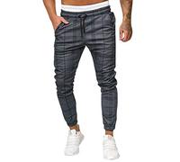 Slim Fit Checkered Trousers Men-Mens Joggers Bottoms Cuffed Elasticated Waist Trousers For Men Cuffed Ankle Joggers Casual Work Pants With Drawstring Tracksuit Bottoms With Pockets Sweatpants