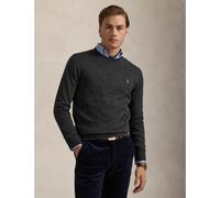 Slim Fit Crew Neck Jumper in Washable Wool Dark Grey