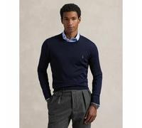 Slim Fit Crew Neck Jumper in Washable Wool Navy Blue