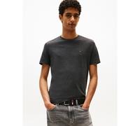 Slim Fit Jaspe T-Shirt with Crew Neck Black