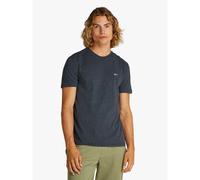 Slim Fit Jaspe T-Shirt with Crew Neck Dark Blue
