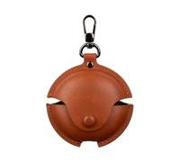 Slim Fit Leather Shock-Absorbing Headphone Earphone Cover Accessories with Keychain Case for Huawei FreeBuds 7i-Brown