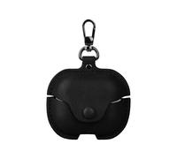 Slim Fit Leather Shock-Absorbing Headphone Earphone Cover Accessories with Keychain Case for Samsung Galaxy Buds3 FE-Black