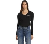 Slim fit long sleeve V-neck mini America women's T-shirt Guess Noir L
