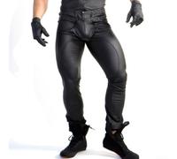 Slim Fit Men's PU Leather Pants, Modern Style Wet Look Leggings Ideal for Nightlife Events (M Black)