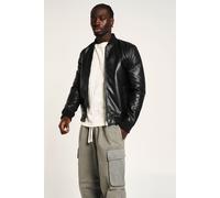 Slim Fit Real Suede and Leather 'Texas' Bomber Jacket Barneys Originals Black L