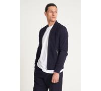 Slim Fit Real Suede and Leather 'Texas' Bomber Jacket Barneys Originals Navy XL