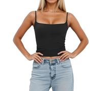 Slim Fit Sleeveless Women's Tank Top with Removable Padding Adjustable Straps Ideal for Layered Look Casual Wear, black, S