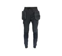 Slim Fit Stretch Work Trouser | Durable Flexible Jogger Style Work Trouser with Knee Pad Pockets | Optional Holster Pockets | Elasticated Waist & Ribbed Ankle (UK, Alpha, S, Slim, Regular, Black)