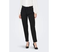 Slim Fit Trousers with Ruffled Waist Black